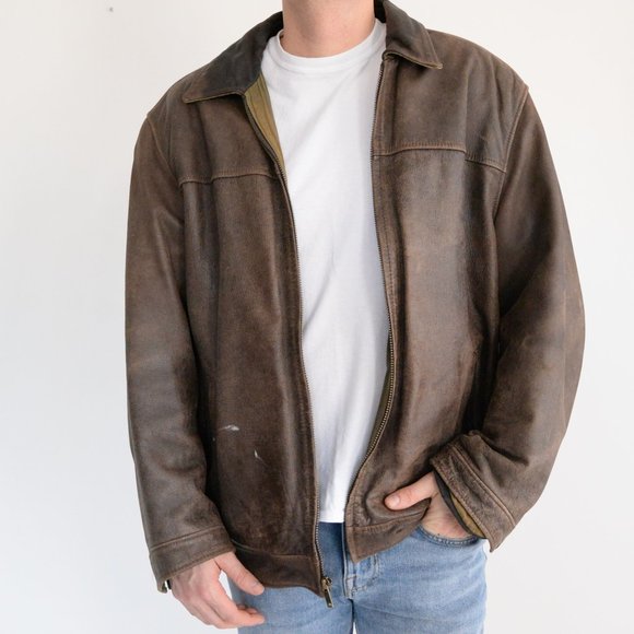 Columbia Other - Columbia Brown Leather Jacket with Flannel Lining ~Xlarge
